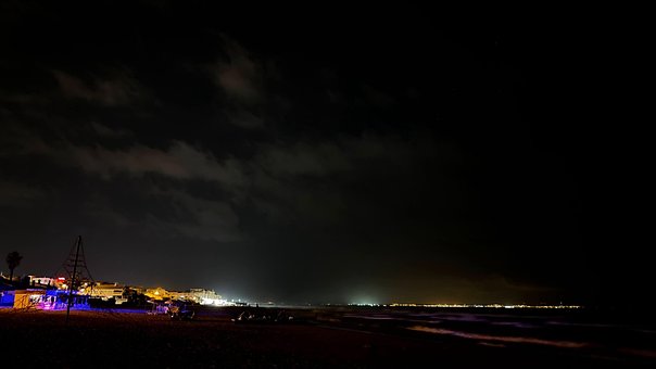 Strand, Nacht, Lichter, Liebling, Sterne