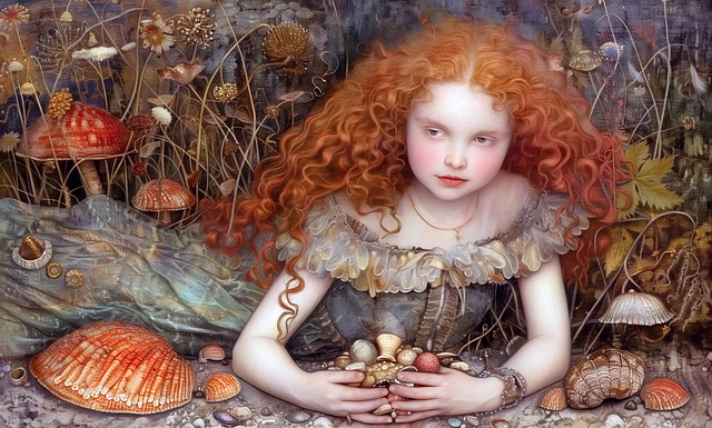 Free ai generated girl red hair illustration