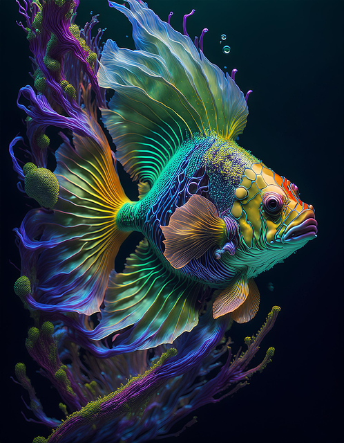 Free ai generated fish underwater illustration