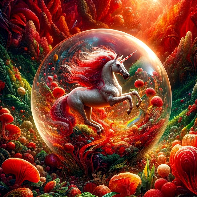 Free ai generated unicorn glass ball illustration