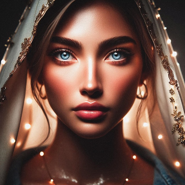 Free ai generated blue eyes veiled woman illustration