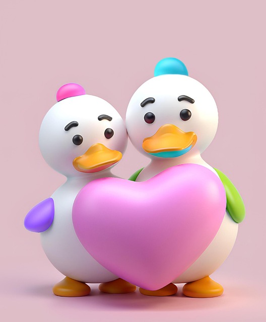 Free ducks heart couple illustration