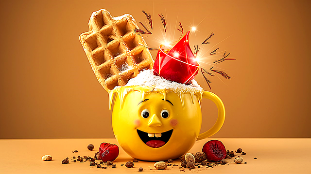 Free ai generated ice cream waffle illustration