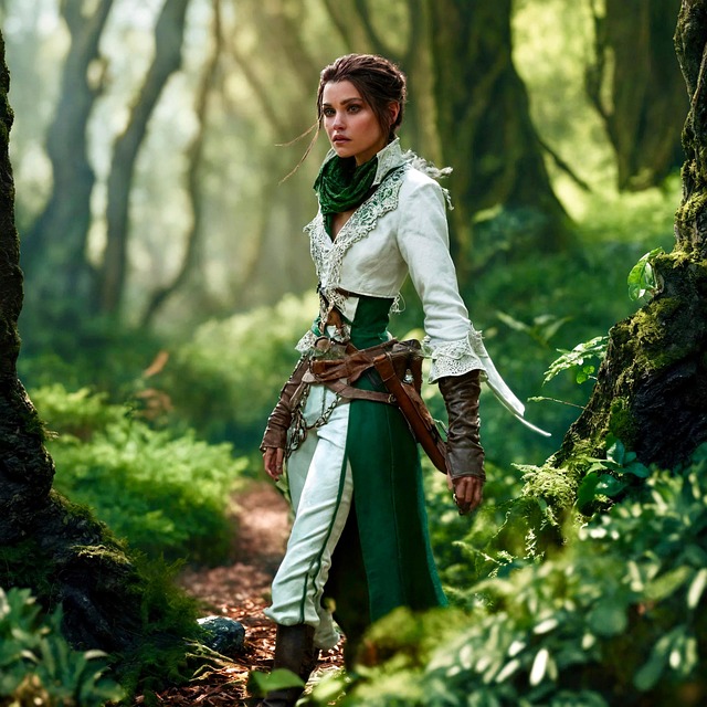 Free ai generated woman forest illustration