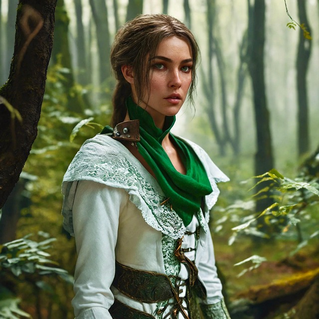Free ai generated woman forest illustration