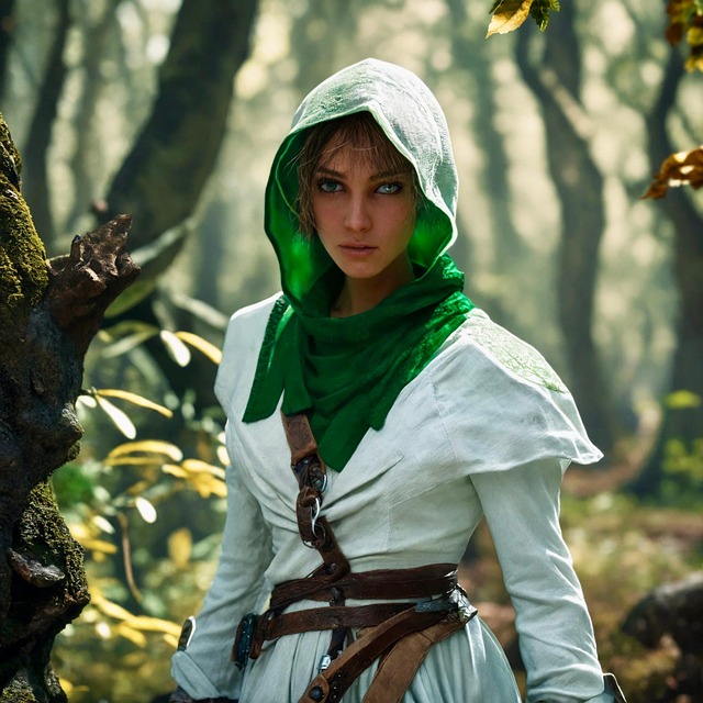 Free ai generated woman forest illustration