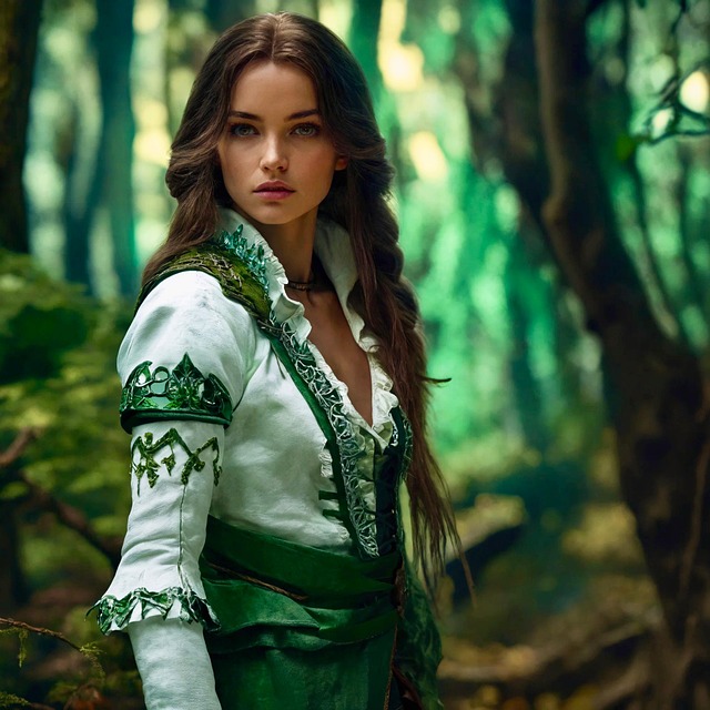 Free ai generated woman forest illustration