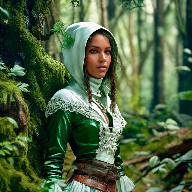 Free ai generated woman forest illustration