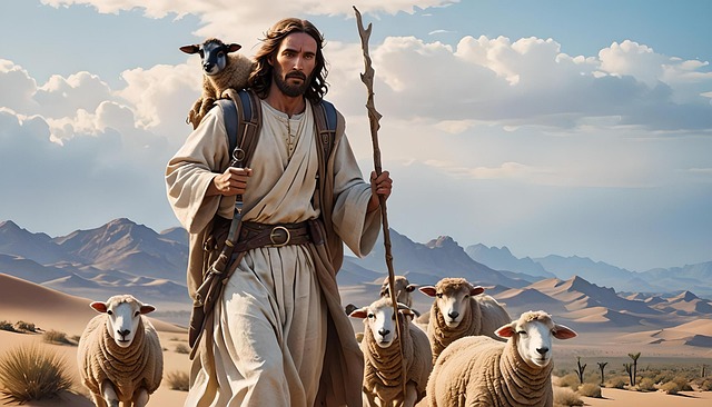 Free ai generated jesus shepherd illustration