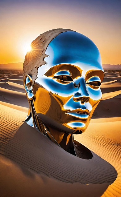 Free ai generated face desert illustration
