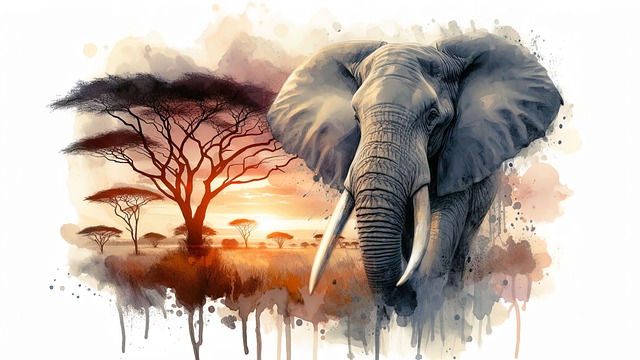 Free ai generated elephant painting illustration