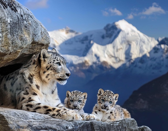 Free ai generated snow leopards himalayas illustration