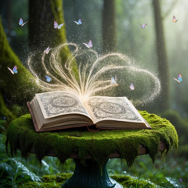 Free ai generated book forest illustration