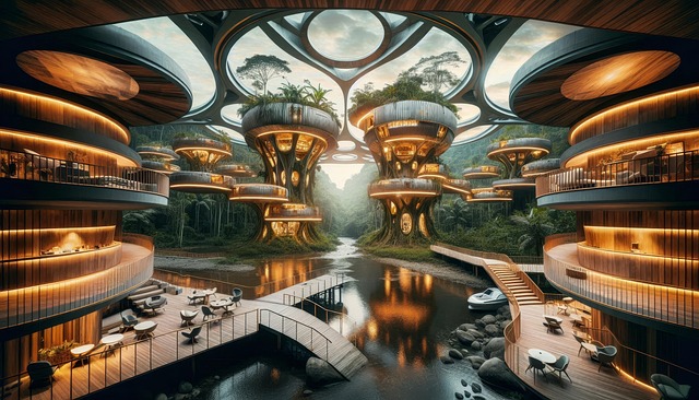 Free ai generated futuristic architecture illustration