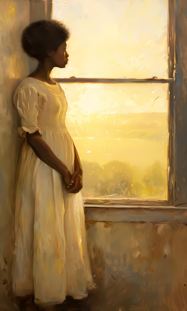 Download free HD stock image of Ai Generated Woman Free ai generated woman window illustration