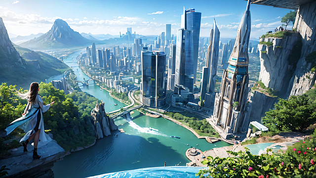 Download free HD stock image of Ai Generated Woman Free ai generated woman city illustration