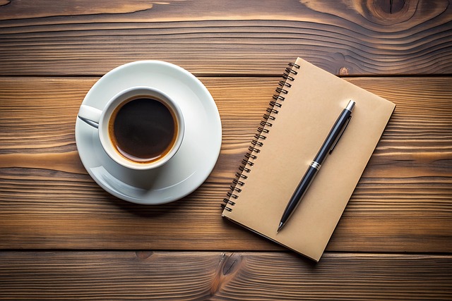 Kaffee, Notizblock, Notizbuch, Papier