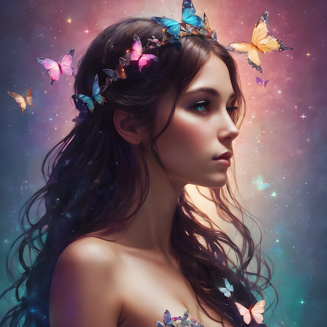 Free woman butterfly girl illustration