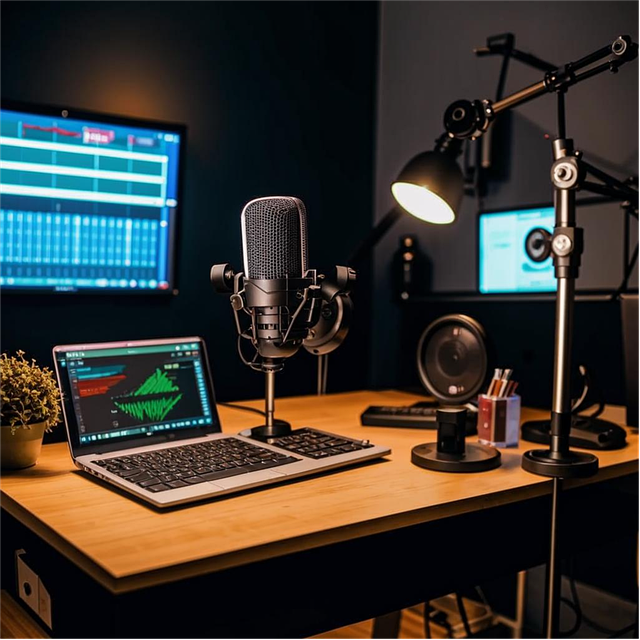 Free podcast studio microphone illustration