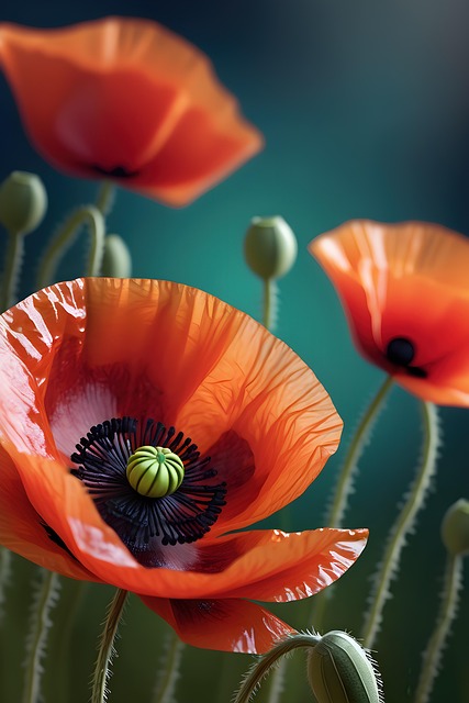 Download free HD stock image of Ai Generated Poppy Free ai generated poppy flowers illustration
