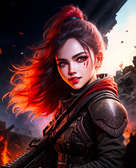 Free ai generated woman battlefield illustration