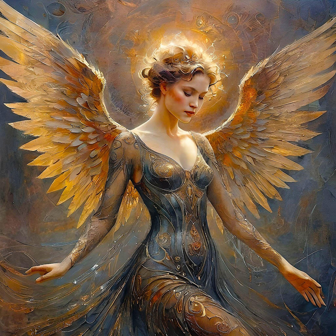 Download Ai Generated, Angel, Golden. Royalty-Free Stock Illustration ...
