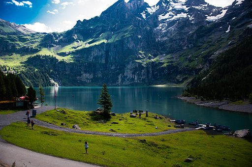 Montanha, Lago, Panorama, Oeschinensee