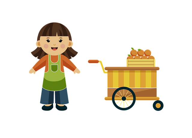 Free girl fruits oranges illustration