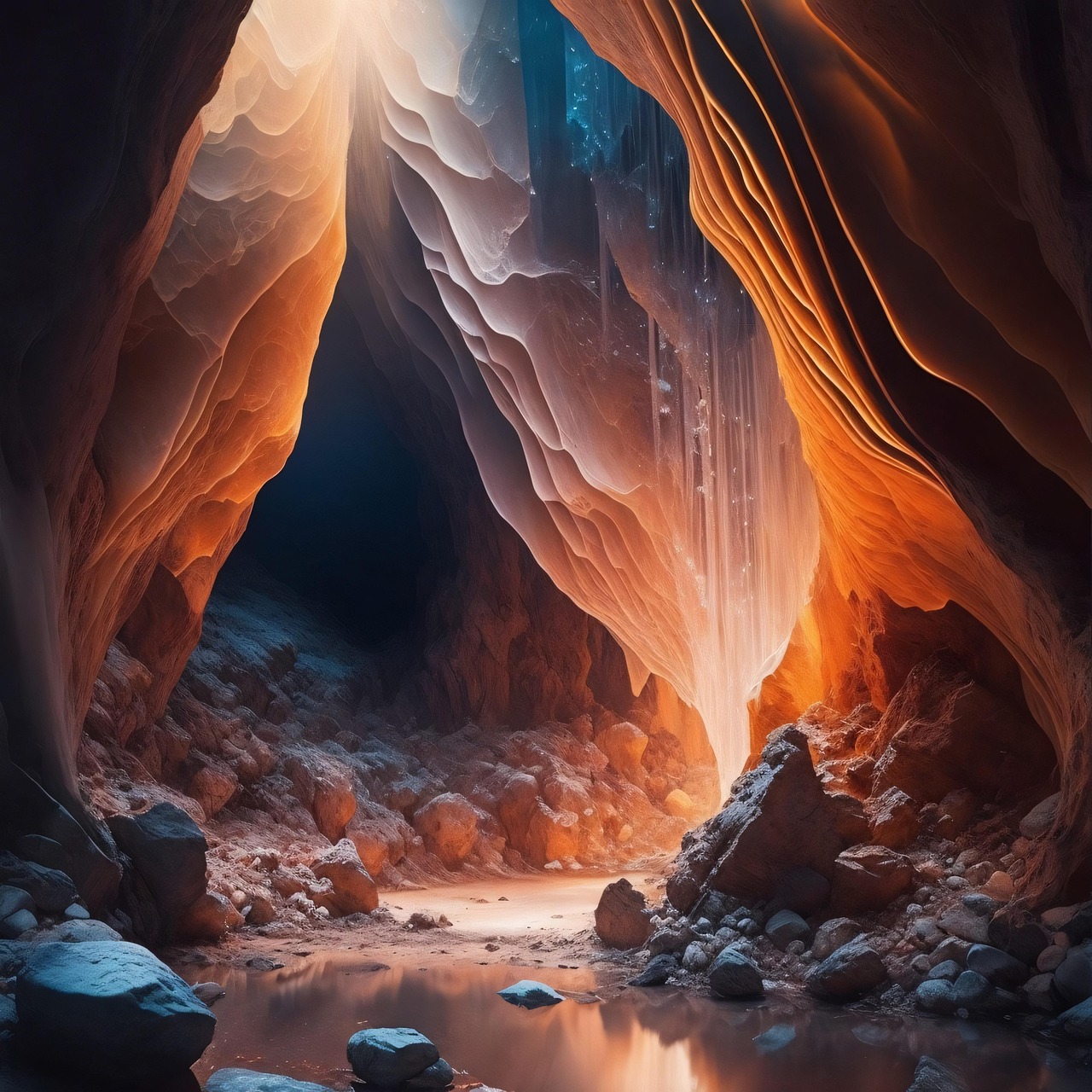 Free ai generated cave underground illustration