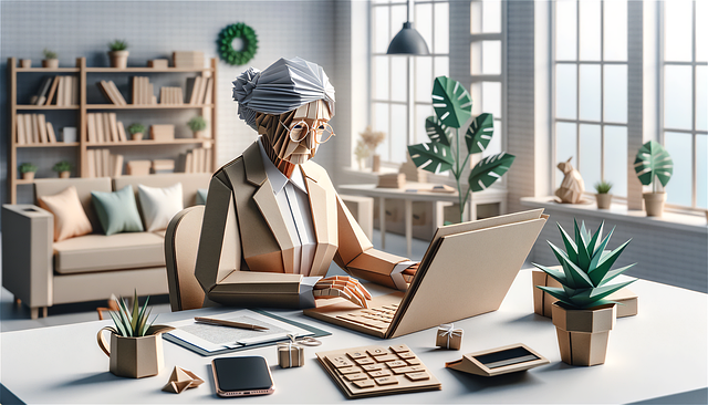 Free ai generated old woman origami illustration