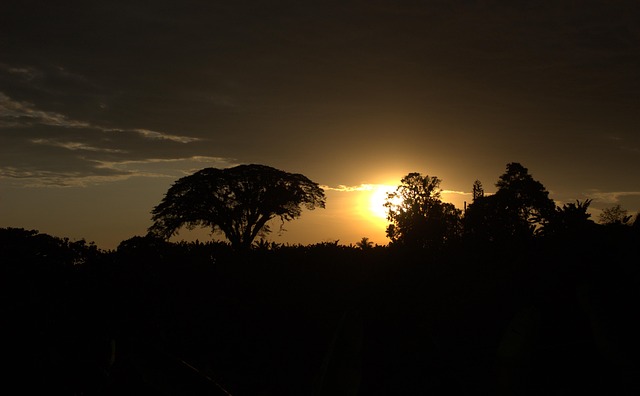 Solnedgang, Natur, Landskab, Skyer