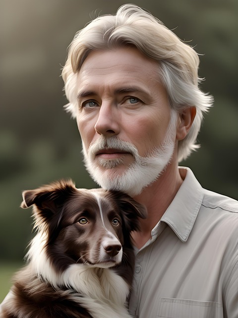 Free ai generated man dog illustration