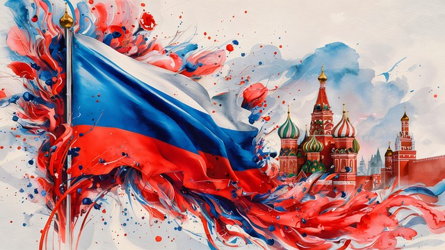 Free russian flag art watercolor painting illustration