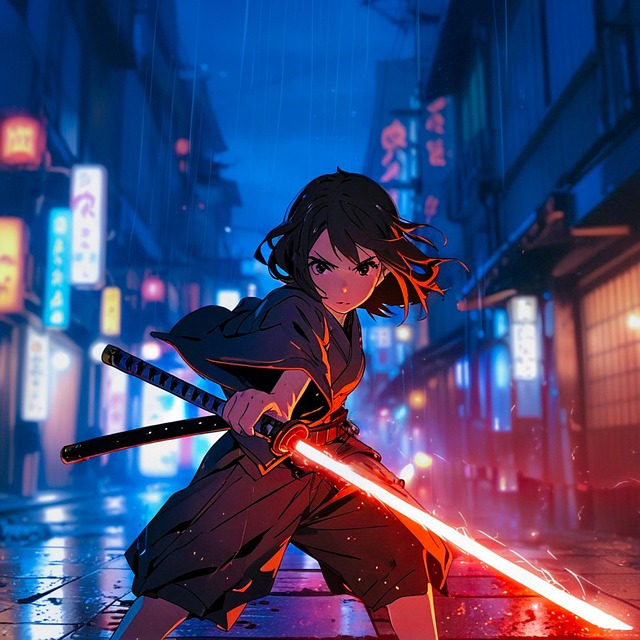 Free ai generated woman swordswoman illustration