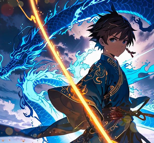 Free ai generated man dragon illustration