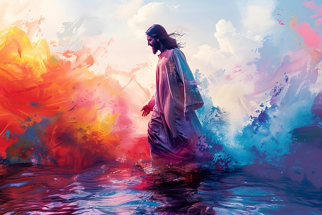Free ai generated jesus walking illustration