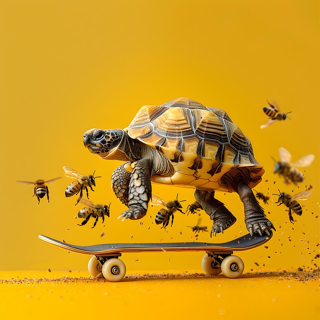 Free ai generated tortoise skateboard illustration
