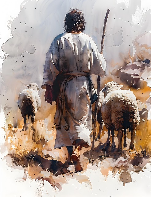 Free ai generated jesus sheep illustration