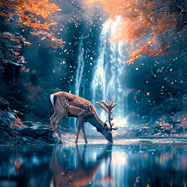 Free deer animal river illustration