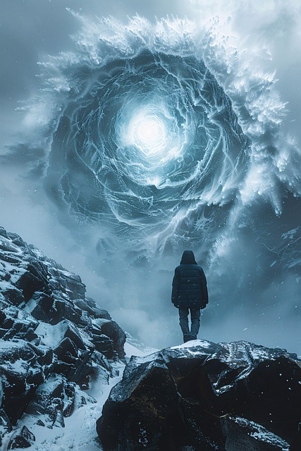 Free ai generated man mountain illustration
