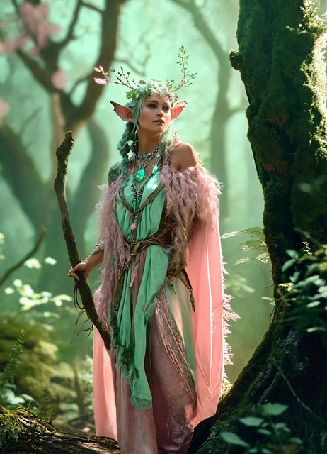 Free ai generated elf druid illustration