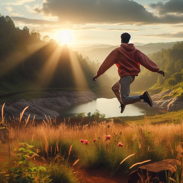 Free ai generated man jump illustration
