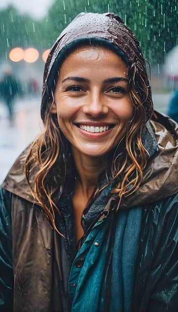 Free ai generated woman rain illustration