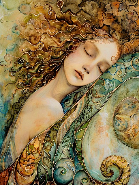 Free woman sleeping serene illustration