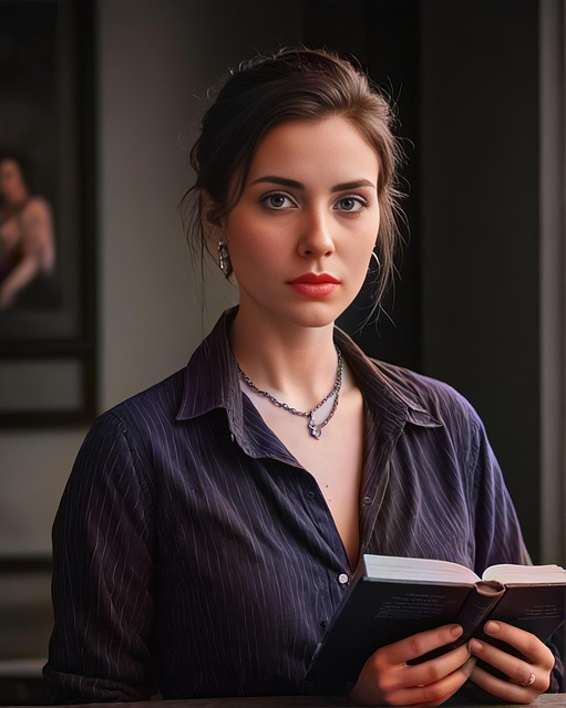 Free woman book holding illustration