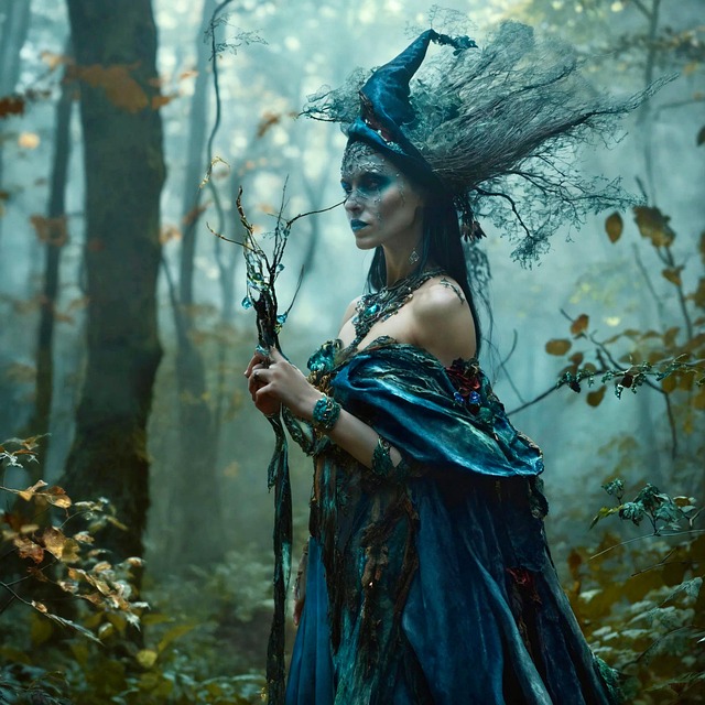 Free forest witch staff illustration