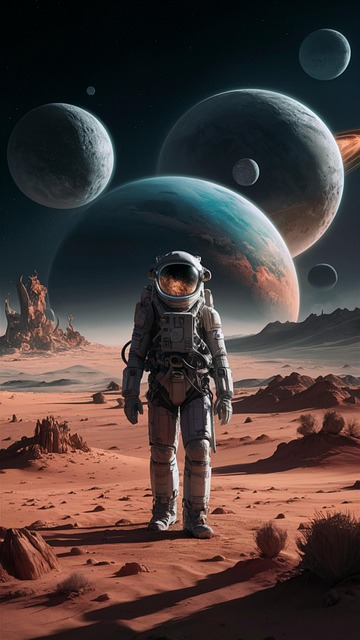 Astronaut, Kolonie, Forschung, Rot, Raum