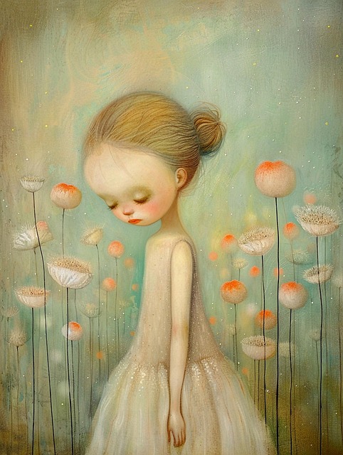 Free young girl eyes closed serene illustration