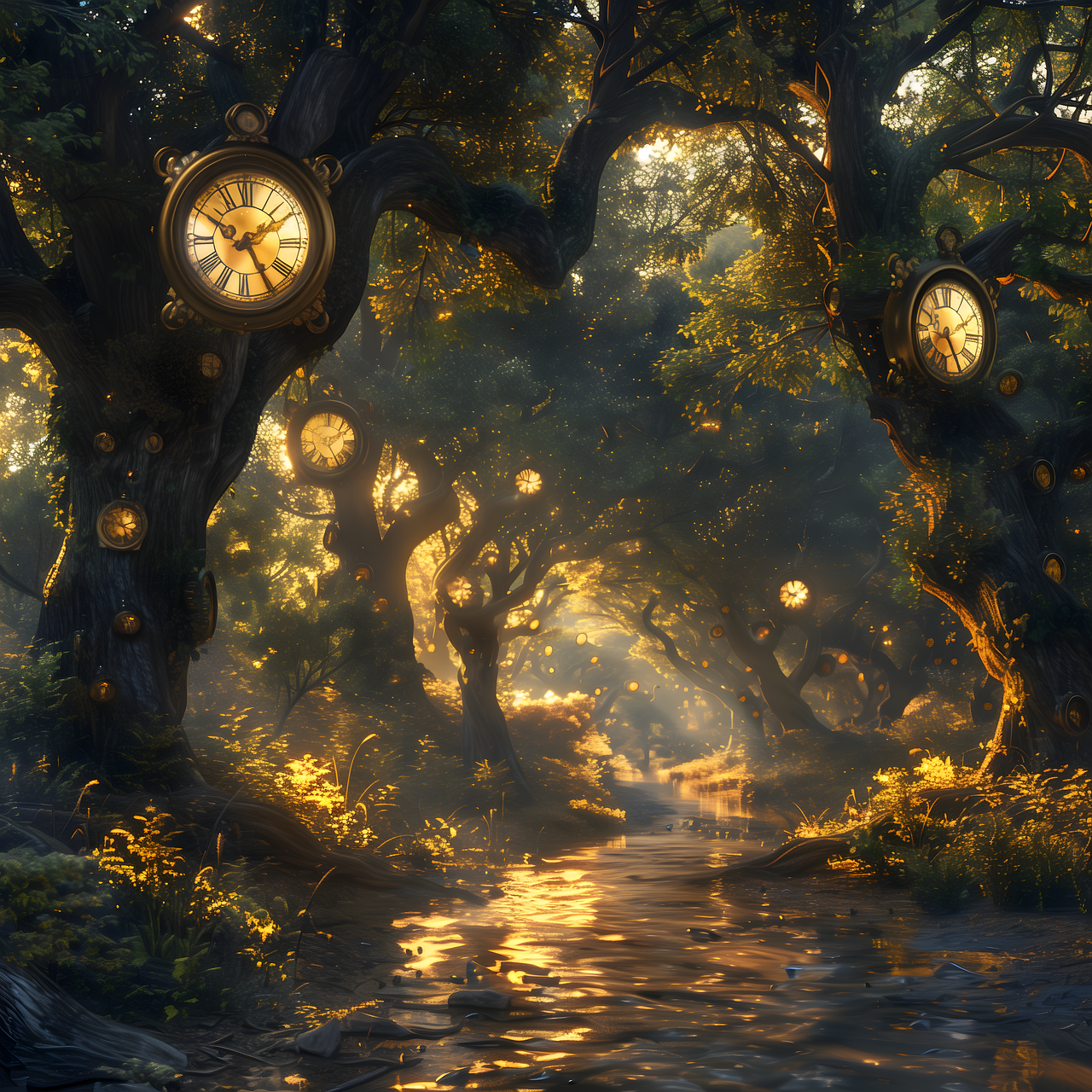 Download Trees, Woods, Clock. Royalty-Free Stock Illustration Image ...