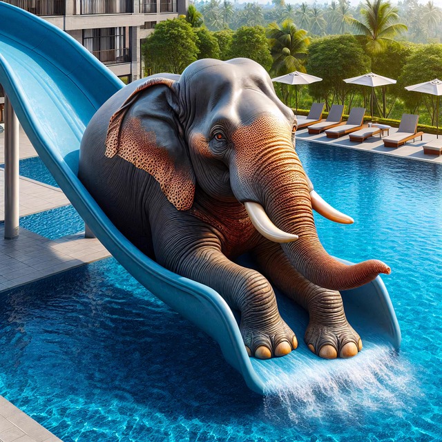Free elephant summer pool illustration